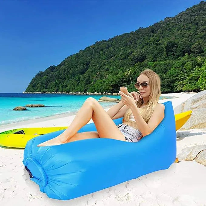 Saltea Gonflabilă Lazy Bag Tip Sezlong – Perfectă pentru Camping, Plajă și Piscină! 🏖️