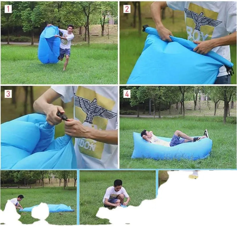 Saltea Gonflabilă Lazy Bag Tip Sezlong – Perfectă pentru Camping, Plajă și Piscină! 🏖️