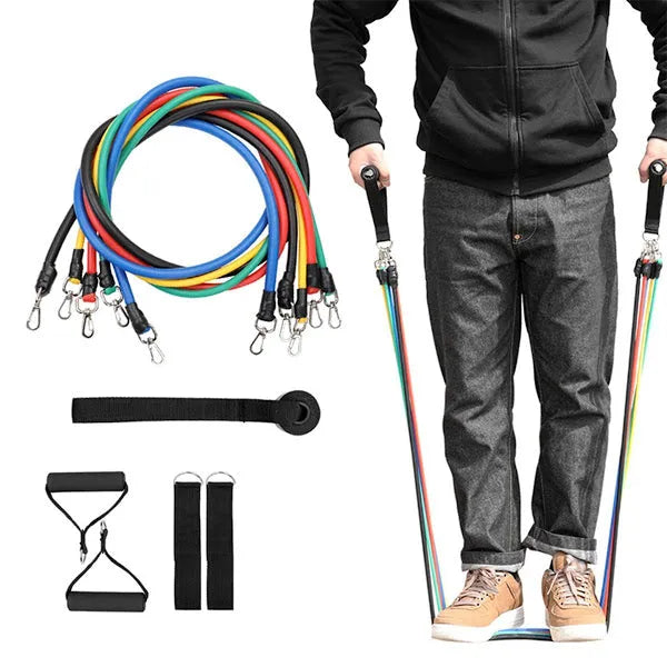 Sistem de Antrenament Fitness cu Corzi Extensibile – Set 11 Piese 🏋️♀️