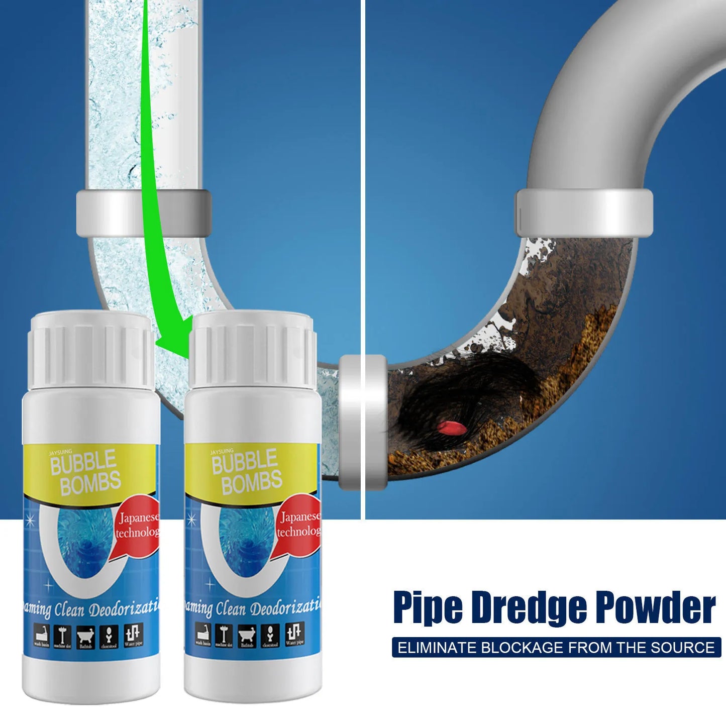 Soluție de Curățare Tevi Bubble Bombs Japan – Granule Active pentru Curățare Eficientă – 100g 💥