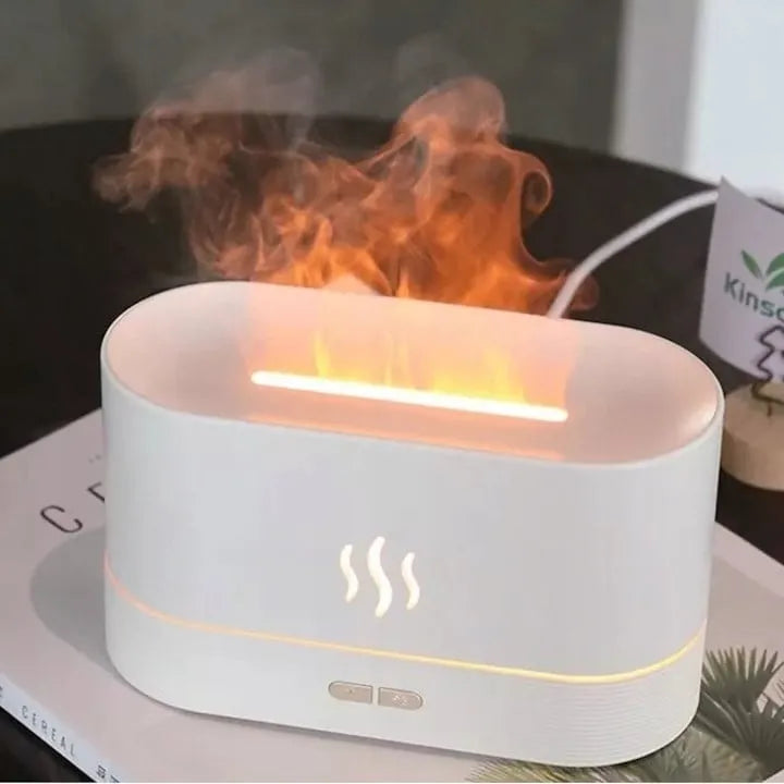 Aromaterapie și Umidificator Ultrasonic cu Efect Flacără, Silentios, Alb! 🌿💧🔥