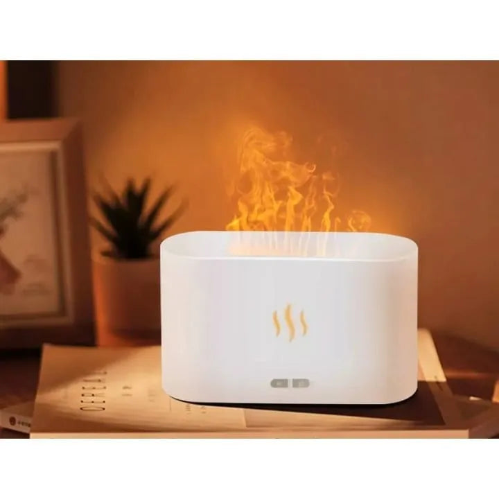 Aromaterapie și Umidificator Ultrasonic cu Efect Flacără, Silentios, Alb! 🌿💧🔥