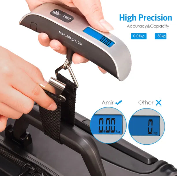 Cântar Electronic pentru Bagaje – Afișaj LCD, Capacitate până la 50kg, Argintiu