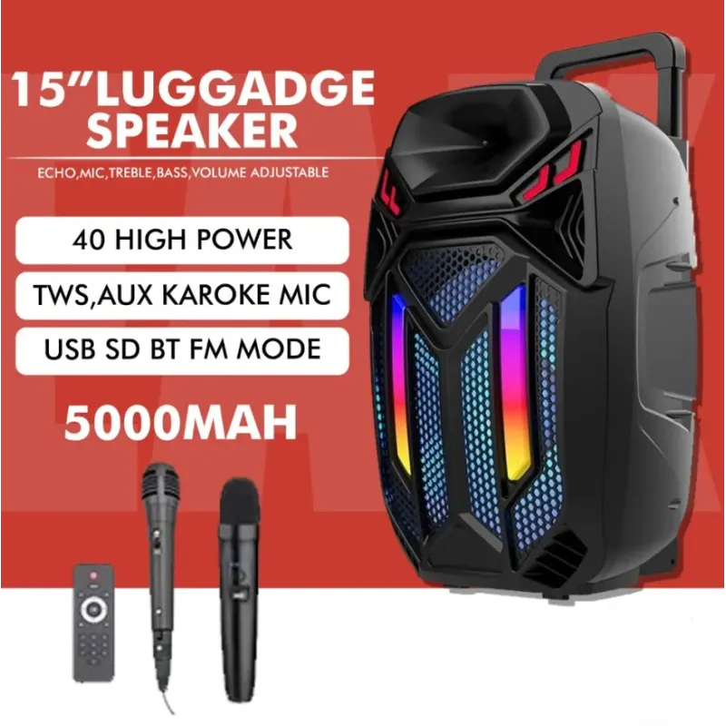 Boxa SUPER-BASS Portabila, Bluetooth, Karaoke, 2 microfoane, micro SD, card, aux, usb, ZQS-15108