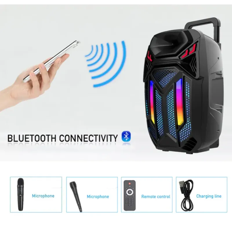 Boxa SUPER-BASS Portabila, Bluetooth, Karaoke, 2 microfoane, micro SD, card, aux, usb, ZQS-15108