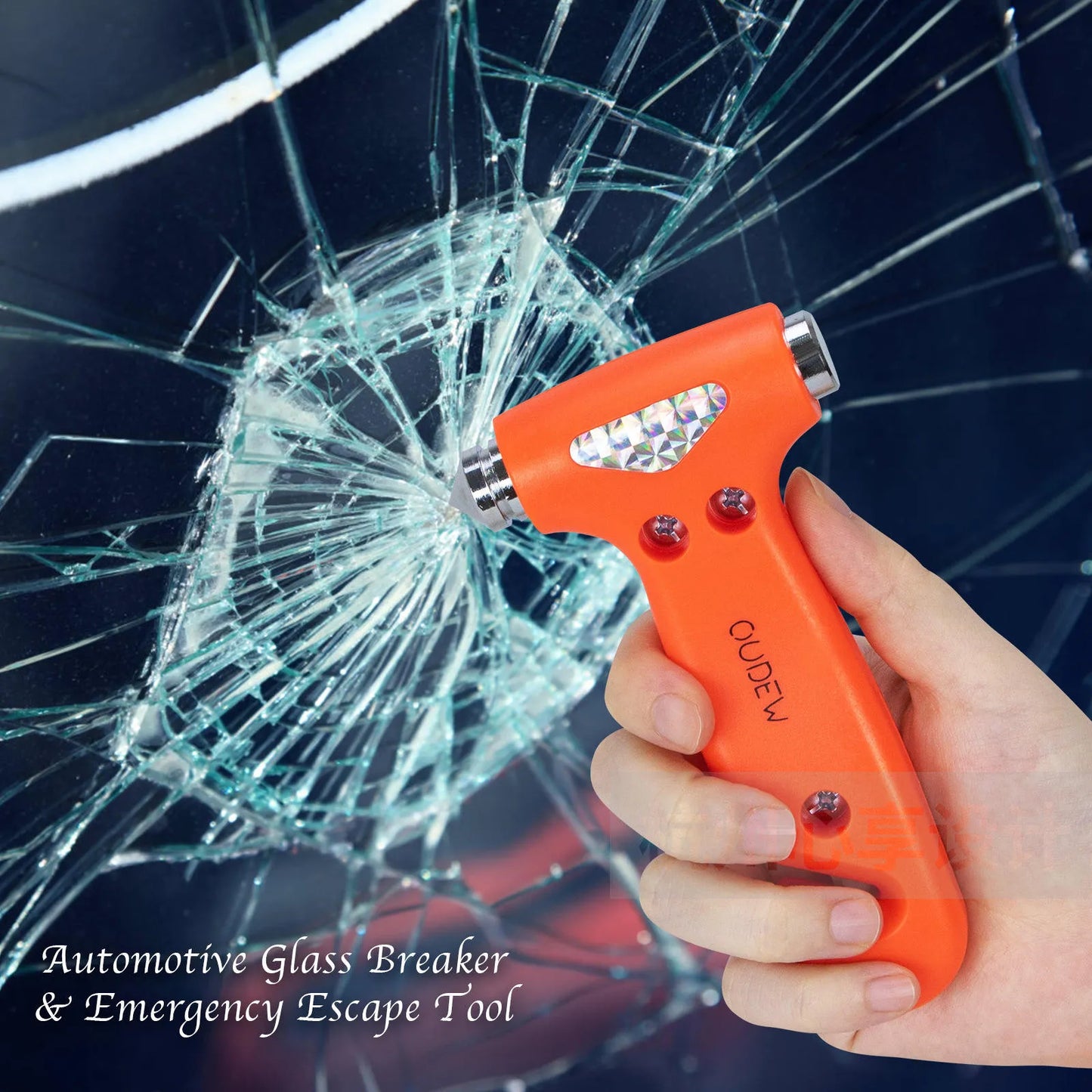 Ciocan de Urgență 2in1 pentru Auto – Sparge Geamuri și Taie Centura de Siguranță – Portocaliu 🔧