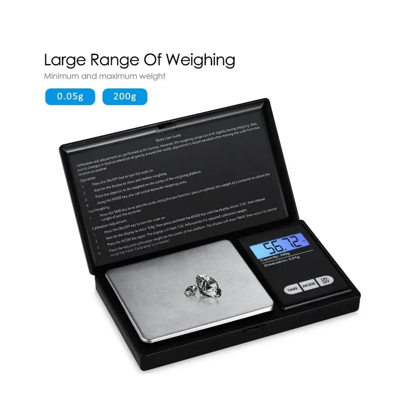 Cantar pentru Bijuterii, Vaxiuja, Minim 0.01 g, Maxim 500 g, Afisaj Digital LCD, Profesional, Portabil, Negru