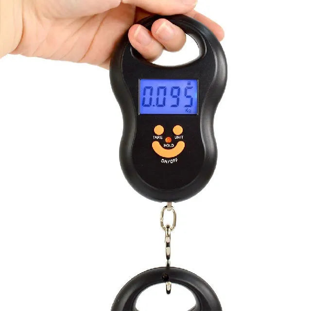 ⚖️ Cântar Electronic Portabil de Mână – Ecran LCD, Funcționare pe Baterii, Capacitate Maximă 40 kg