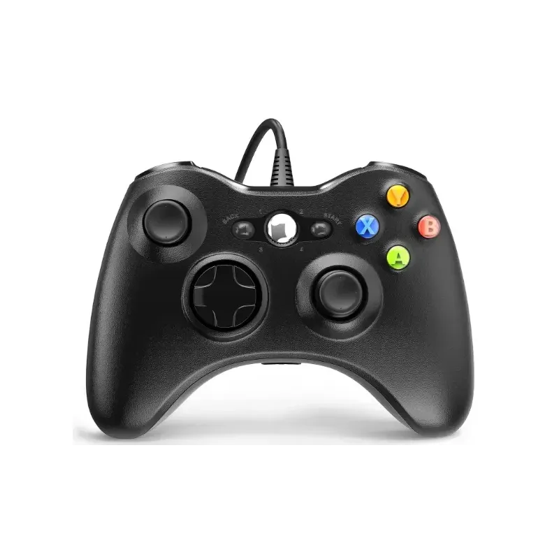 Controler de Joc cu Fir Xbox 360 – Vibrații Duble Turbo – Compatibil Xbox 360/360 Slim – Negru