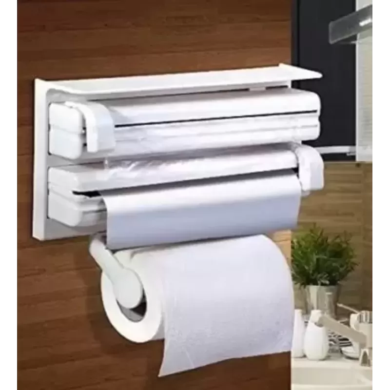 Dispenser de bucatarie triplu pentru prosoape de hartie, folie aluminiu, folie alimentara, folie stretch