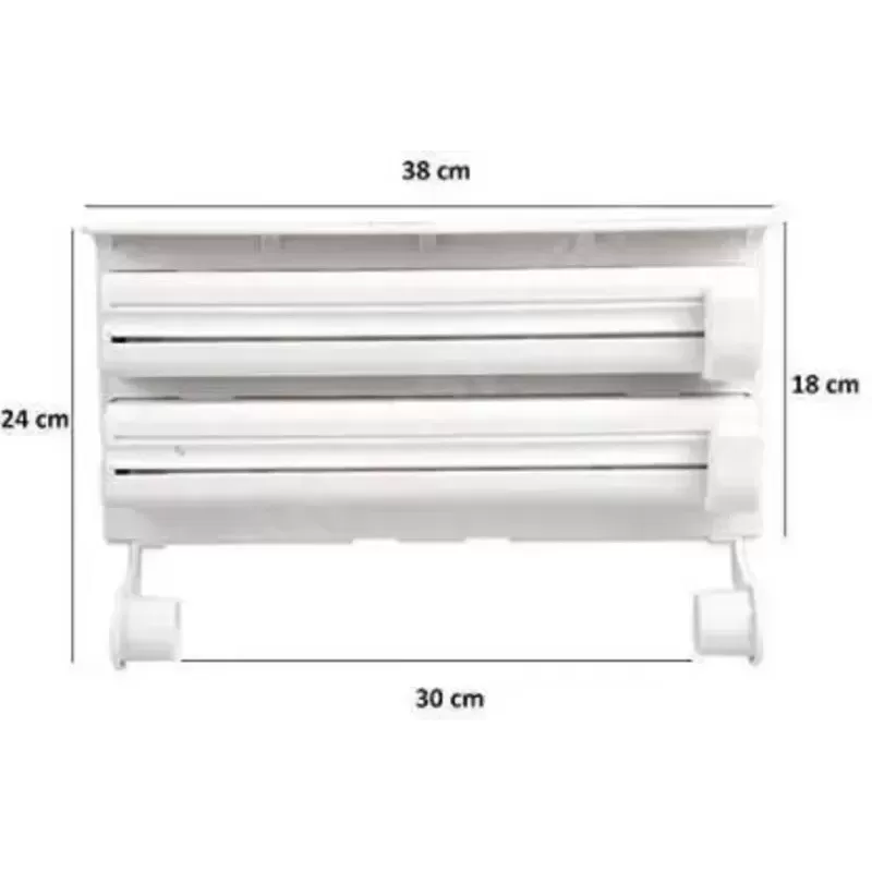 Dispenser de bucatarie triplu pentru prosoape de hartie, folie aluminiu, folie alimentara, folie stretch