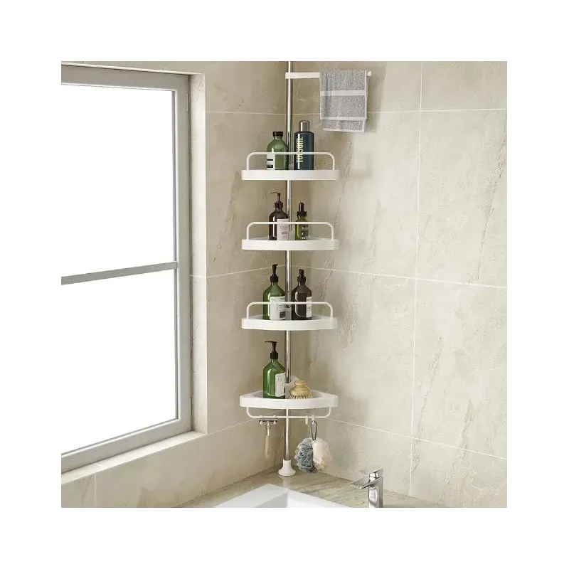 Etajera colt pentru baie, 4 rafturi, inaltime reglabila maxima 260 cm