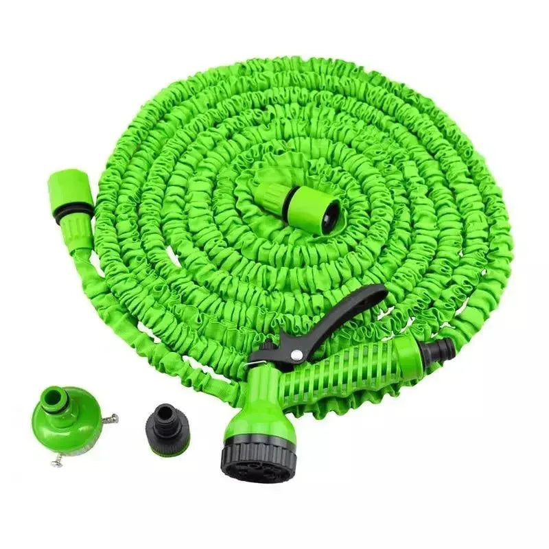 Furtun extensibil 60m, pentru gradina, presiune reglabila, pistol inclus, verde