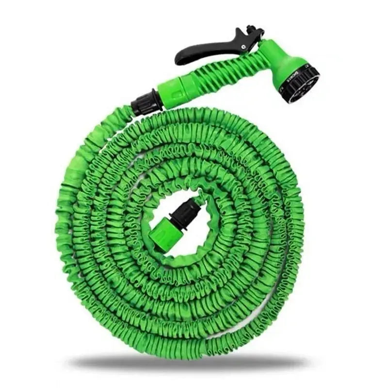 Furtun extensibil 60m, pentru gradina, presiune reglabila, pistol inclus, verde