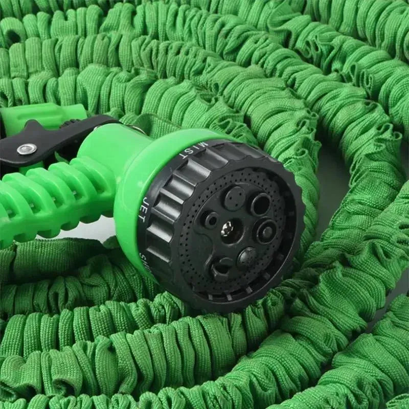 Furtun extensibil 60m, pentru gradina, presiune reglabila, pistol inclus, verde