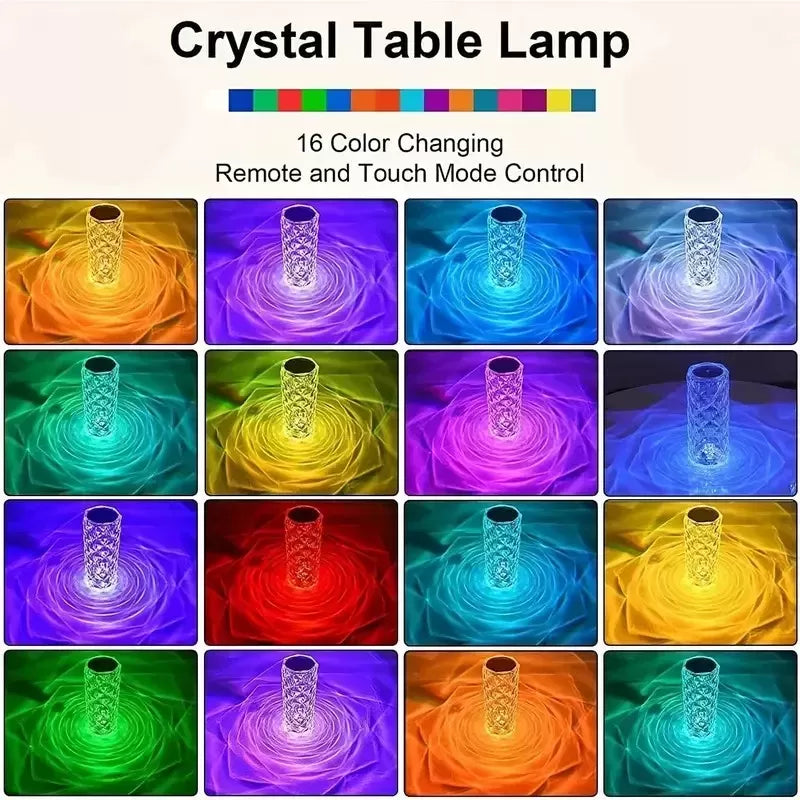 Lampa LED ambientala cu telecomanda pentru birou, Control prin Atingere, 16 Moduri Iluminare, Cristal, Acrilic