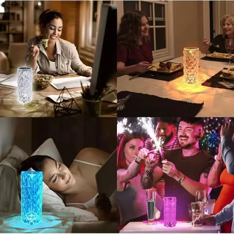 Lampa LED ambientala cu telecomanda pentru birou, Control prin Atingere, 16 Moduri Iluminare, Cristal, Acrilic