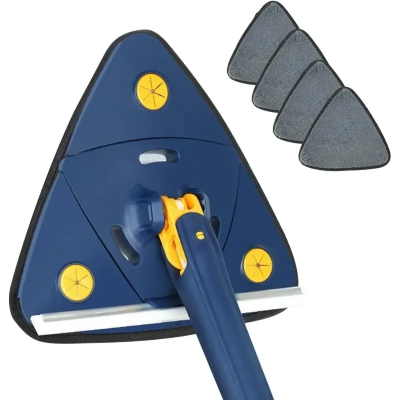 Mop cu cap triunghiular, reglabil, rotire 360 grade,rezerva inclusa, albastru