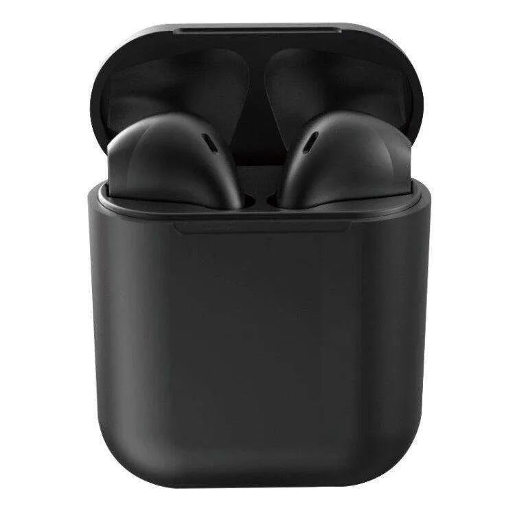 Casti wireless Bluetooth I12 Stereo cu Functie apelare, Control muzica, Cutie incarcare inclusa, Android/ iOS, Black