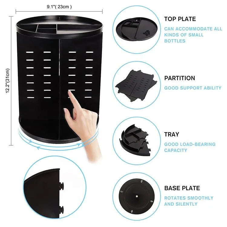 Organizator Rotativ pentru Cosmetice - Eleganță și Practicitate în Baia Ta! 🖤