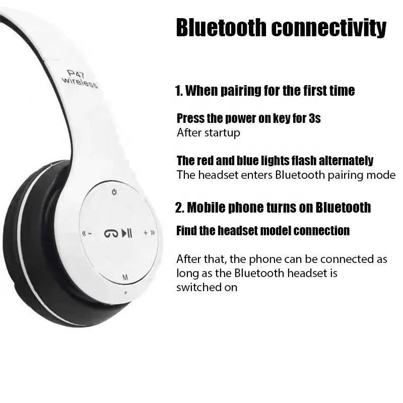 Căști Audio P47 Wireless Bluetooth – Alb