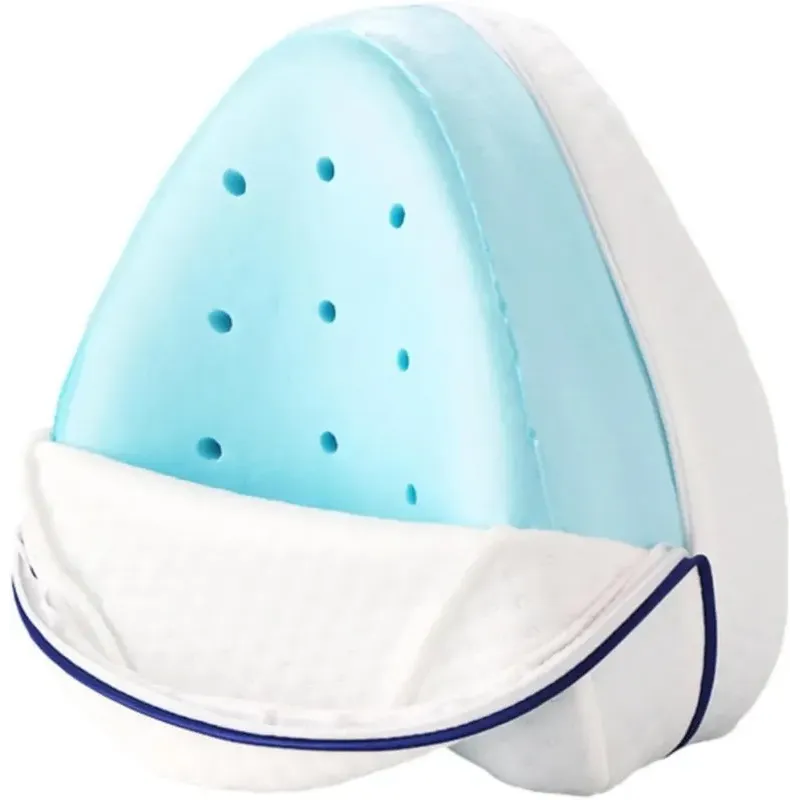 Perna ortopedica pentru genunchi si picioare, din spuma cu memorie, sistem ventilatie a aerului, husa detasabila, Alb