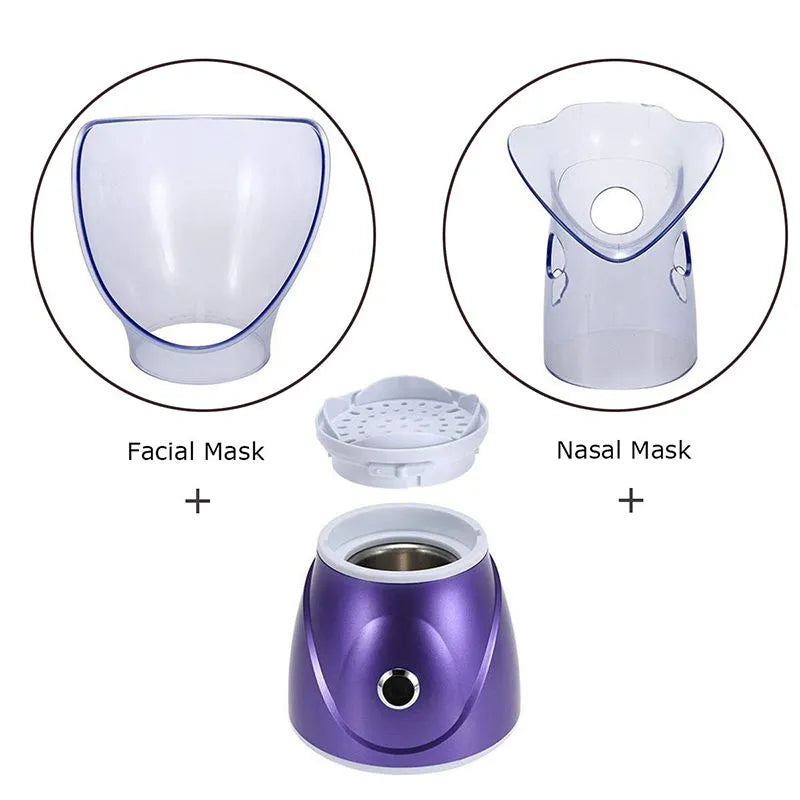 Saună Facială și Nazală 2 în 1 – Putere 150 W, Încălzire Rapidă, Stimulează Circulația Sanguină, Mov