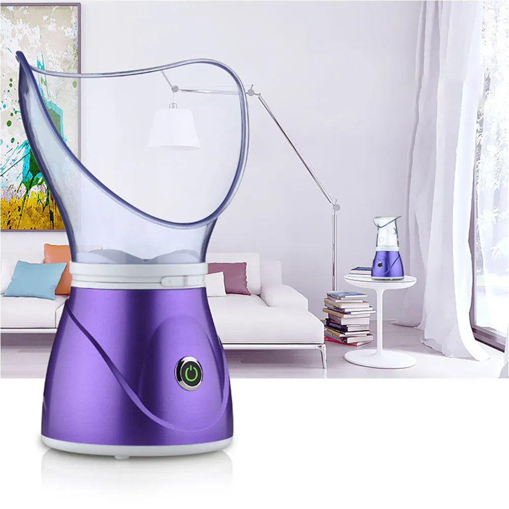 Saună Facială și Nazală 2 în 1 – Putere 150 W, Încălzire Rapidă, Stimulează Circulația Sanguină, Mov