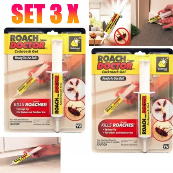 Setul de 3 Insecticide Tip Serigă Doctor Roach, solutie antigandaci