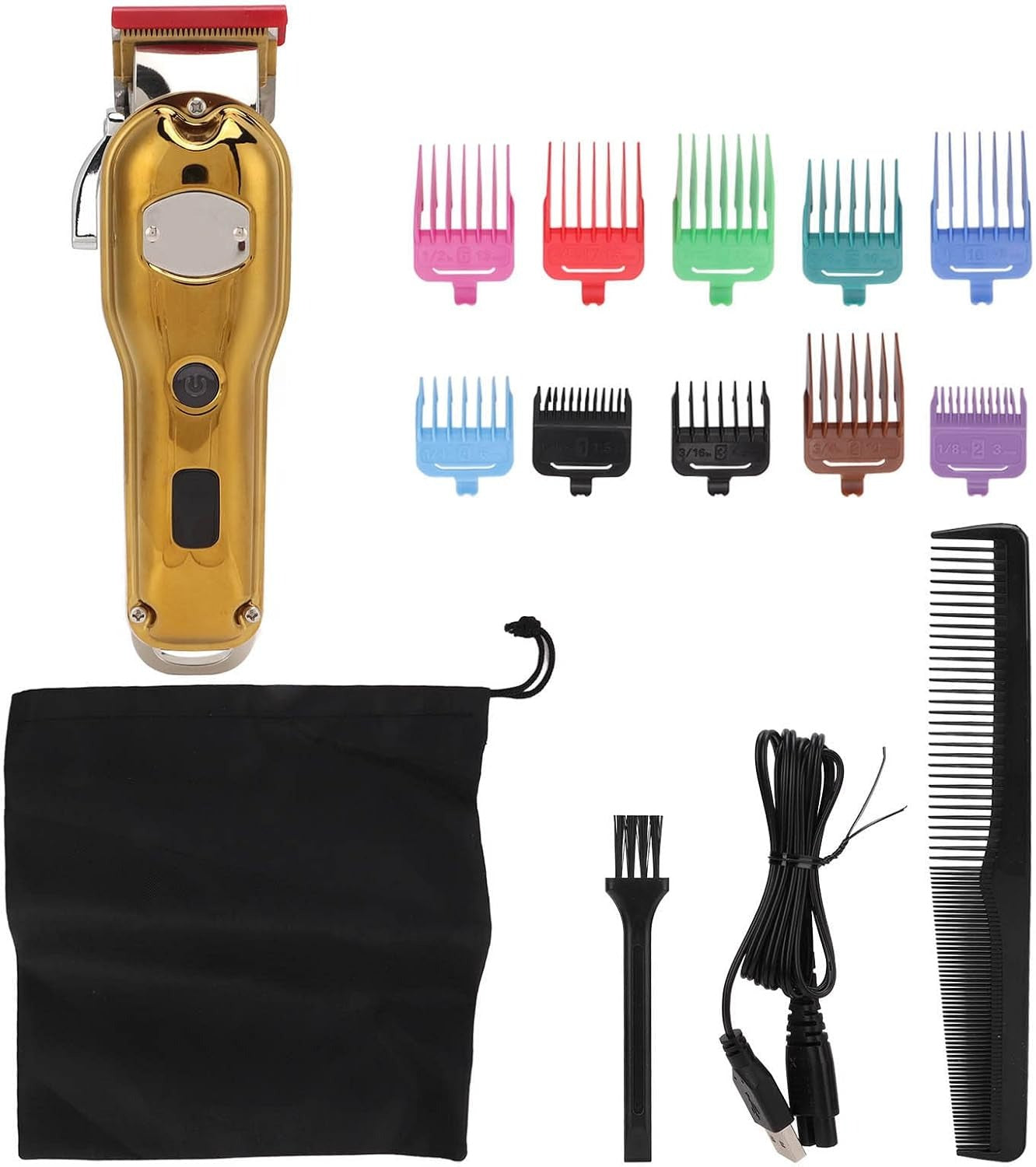 Masina tuns profesionala GM-6695, cu acumulator, carcasa metalica, cu afisaj, cu 4 piepteni, gold