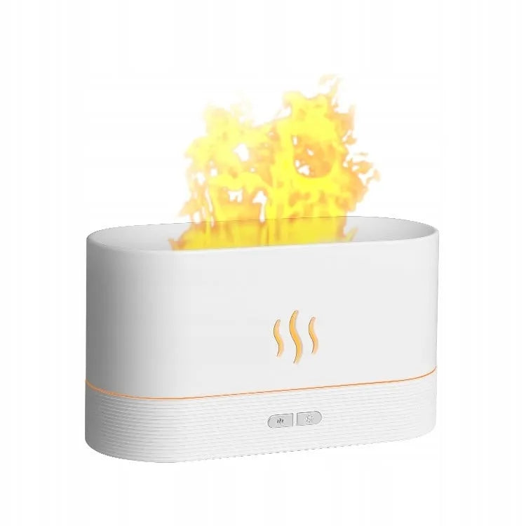 Aromaterapie și Umidificator Ultrasonic cu Efect Flacără, Silentios, Alb! 🌿💧🔥