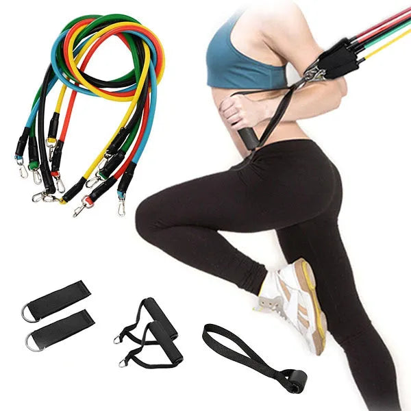 Sistem de Antrenament Fitness cu Corzi Extensibile – Set 11 Piese 🏋️♀️