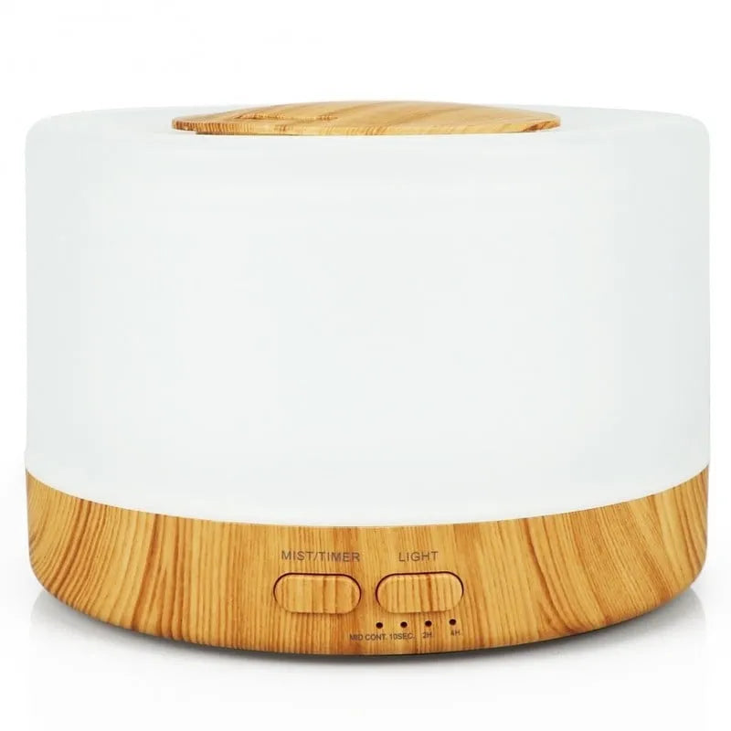 Umidificator de Aer cu Aromaterapie, Iluminare RGB, Portabil, Telecomandă, Rezervor 700ml, Culoare Stejar Deschis! 🌿💡