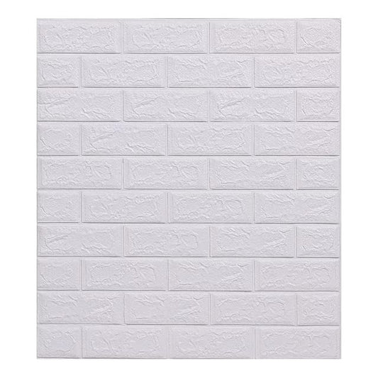 Set 10 x Tapet Autocolant, 3D, Usor de Montat, Rezistent la Apa, Modern, Model Caramida Alb, 70x77 cm