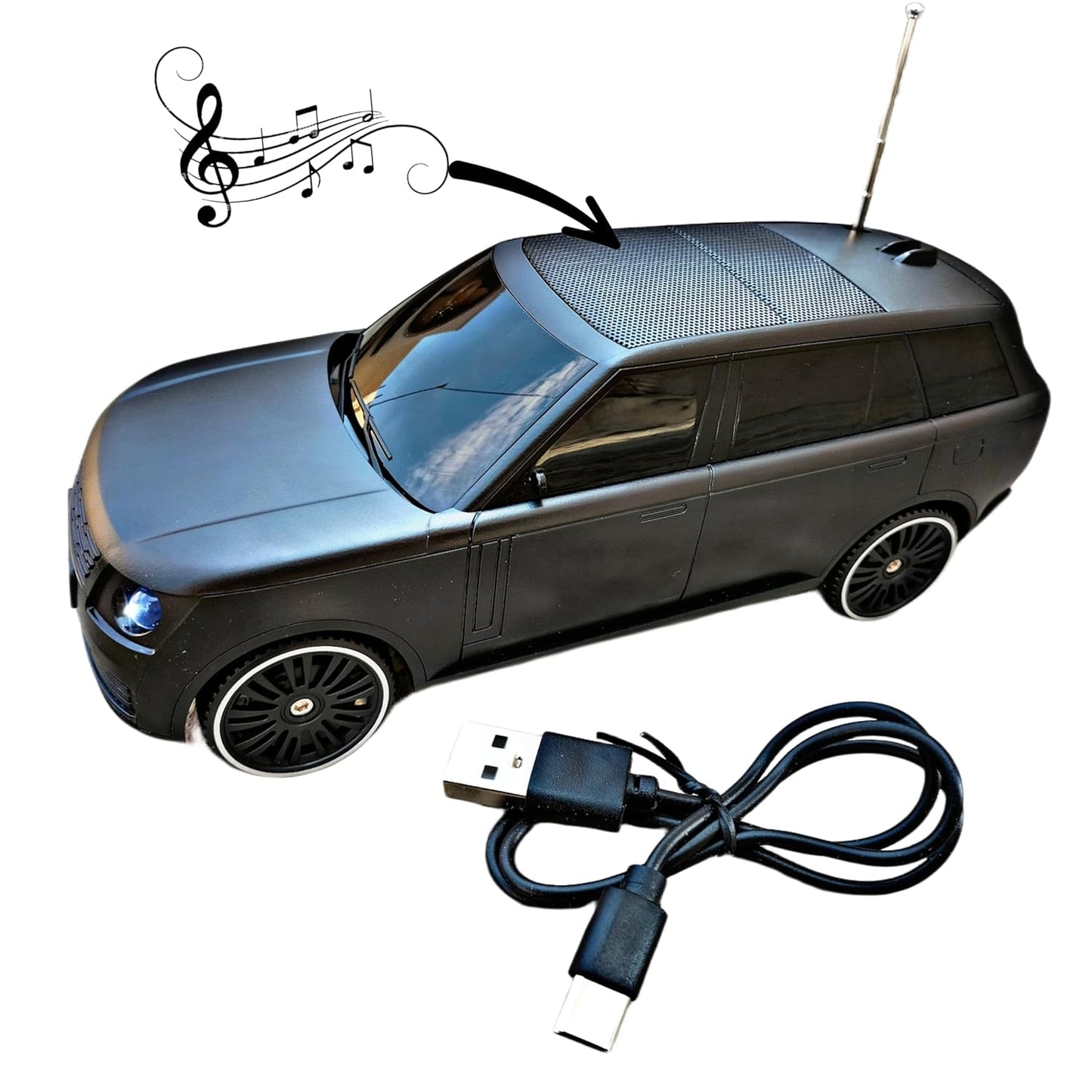 Boxa portabila stil Range Rover, Incarcare Solara, 10W, bluetooth, Radio FM, Antena, USB, MP3, TF, Black