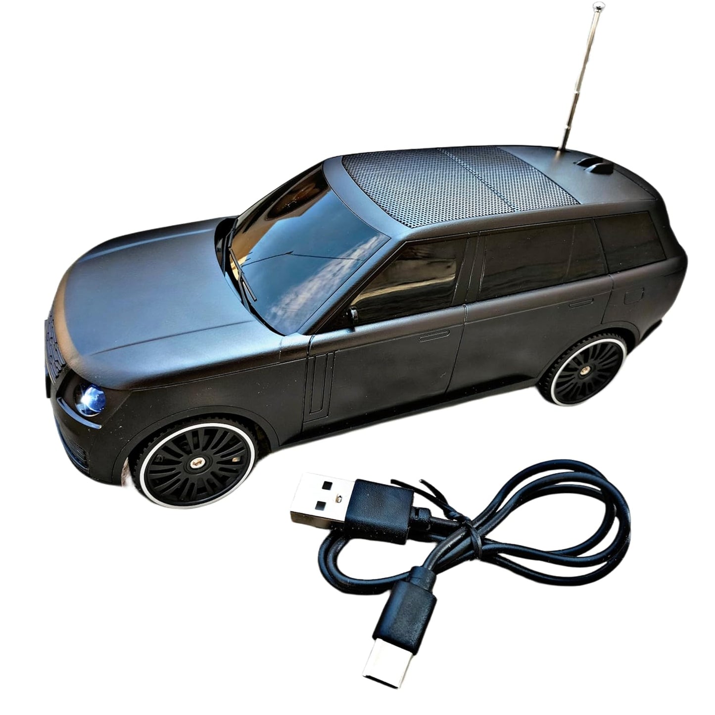 Boxa portabila stil Range Rover, Incarcare Solara, 10W, bluetooth, Radio FM, Antena, USB, MP3, TF, Black