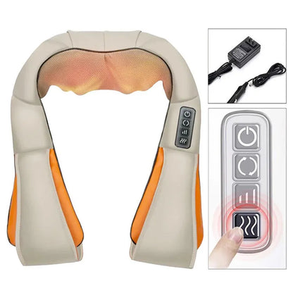 Aparat de Masaj Cervical Shiatsu – Vibratie – Portabil – Design Ergonomic – Culoare Crem