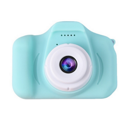 Camera foto interactiva copii full HD, cu 4 jocuri incluse, 7 scene si 4 cadre foto distractive, culoare verde menta