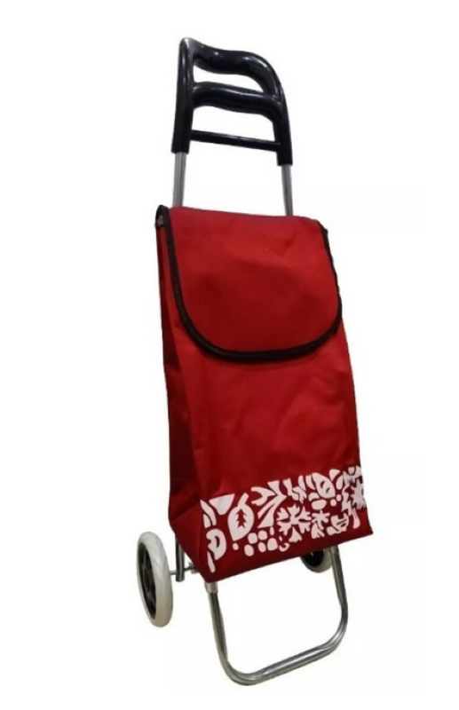 Carut de cumparaturi cu roti si inchidere, rosu