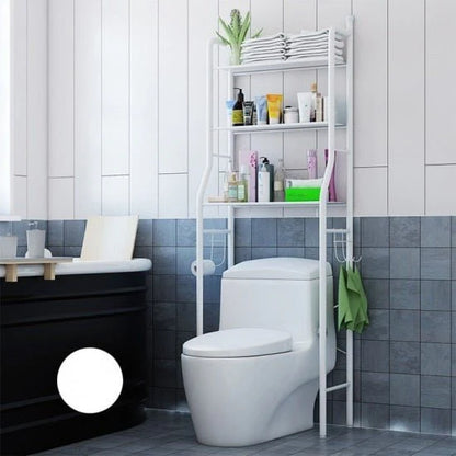 Organizator baie WC, 3 rafturi, Stabil, Suprot Hartie igenica, Metal, Alb