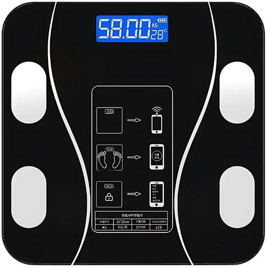 Cantar electronic inteligent cu aplicatie Smart, corporal, ecran digital Iluminat, termometru, negru