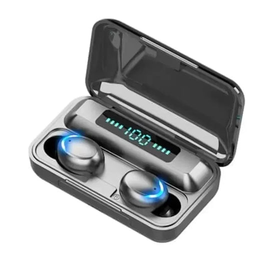 Căști F9 Smart Wireless Bluetooth V5.0, Splash-Resistent, Touch, iOS &amp; Android, 2200mAh – Negru
